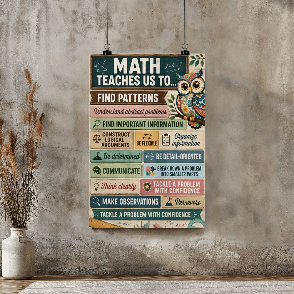 Math Teaches Us Poster, Inspirational Math Classroom Wall Art, Math Teacher Gift, Educational School Decor