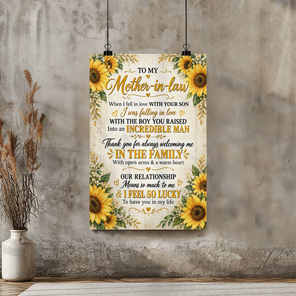 To My Mother-in-Law Sunflower Poster