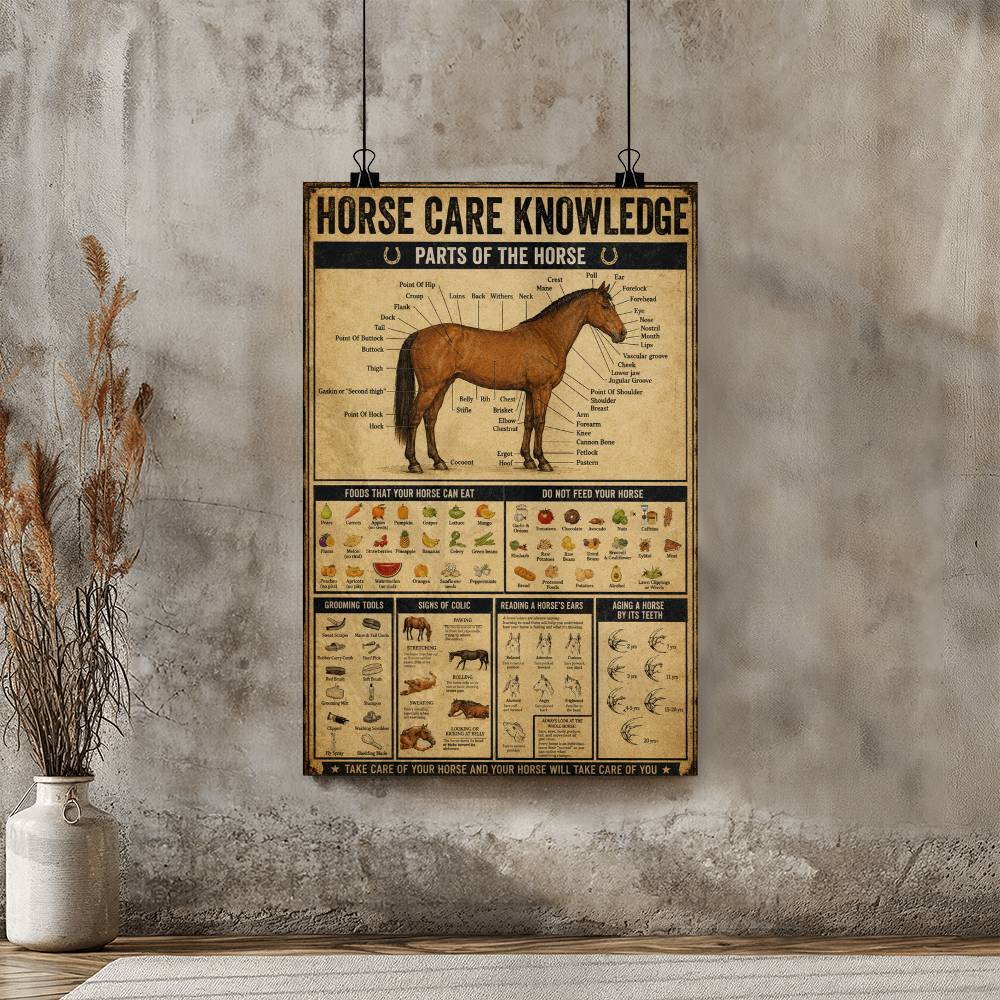 Horse Care Knowledge Home Decor Wall Art Poster