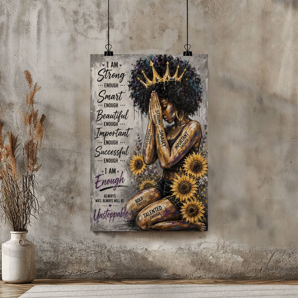 Black Queen Yoga Afro Woman Poster