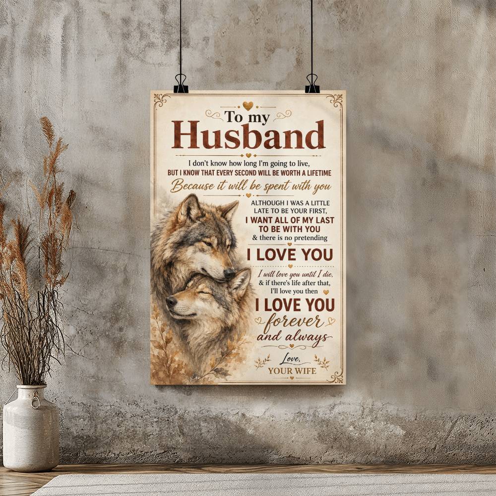 To My Husband Wolf Poster, Romantic Gift from Wife, Husband and Wife Wolf Poster