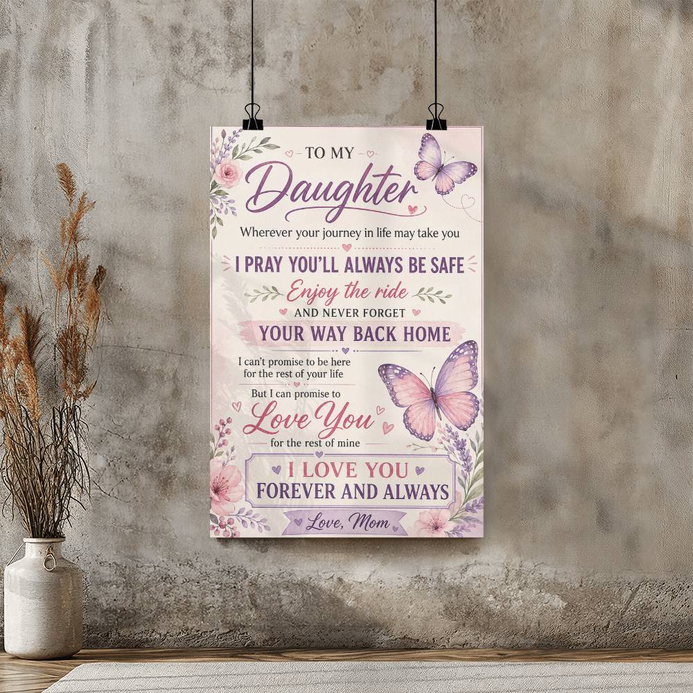 Daughter Poster Gift from Mom, To My Daughter Wall Art, Inspirational Family Print