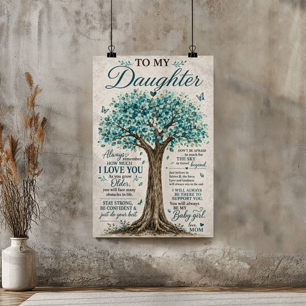 To My Daughter Tree Poster, Inspirational Gift From Mom, Mother Daughter Wall Art