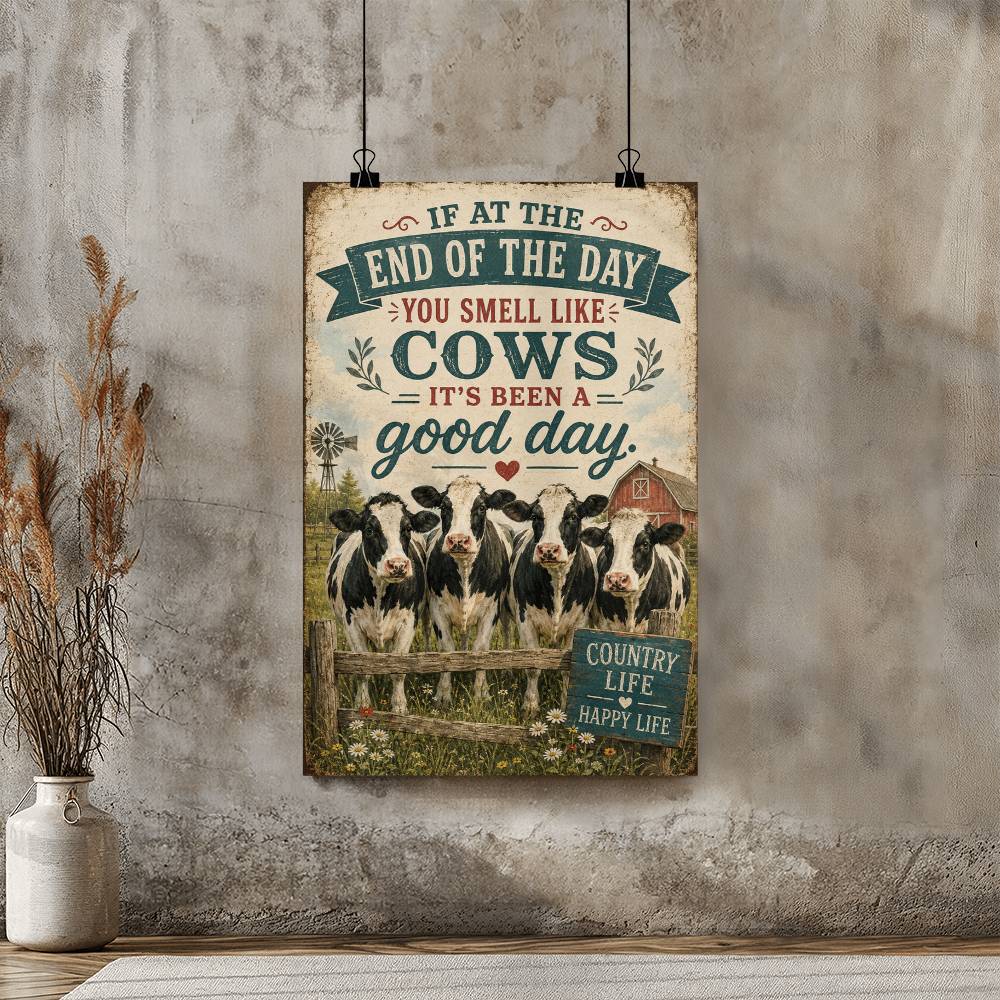 Cow It's Been A Good Day Poster, Funny Cow Wall Art, Farmhouse Animal Print, Cow Lover Gift