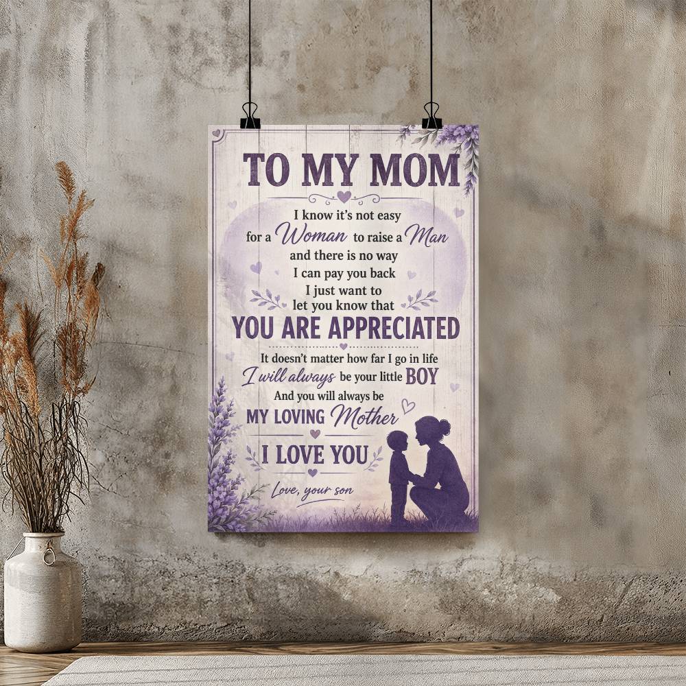 To My Mom Poster from Daughter, Gift for Mom, Mother Daughter Wall Art