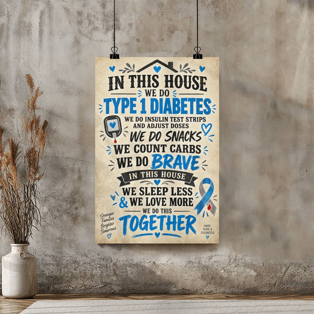 Type 1 Diabetes Family Poster, In This House We Do Diabetes Wall Art