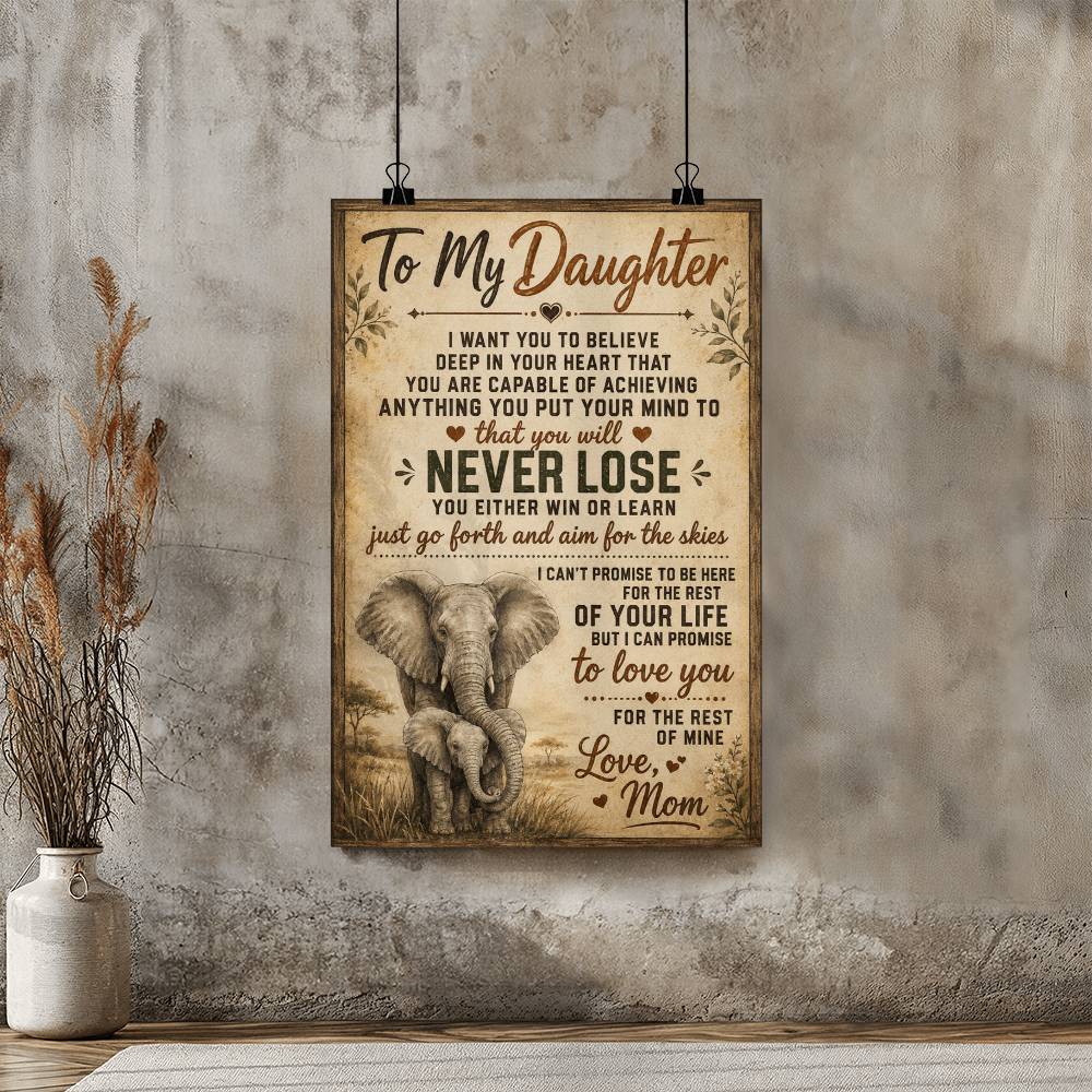 To My Daughter Wall Art Elephant Poster