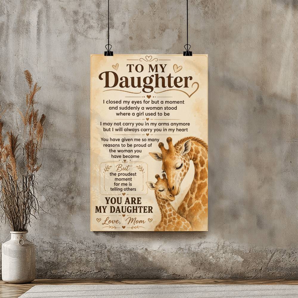 To My Daughter Poster, Gift for Daughter from Mom, Mom Poster Gift