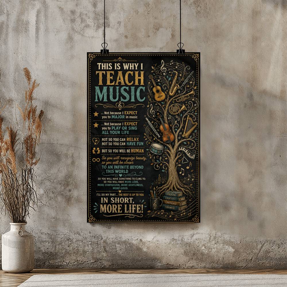 This Is Why I Teach Music Poster, Inspirational Music Teacher Wall Art, Music Classroom Decor
