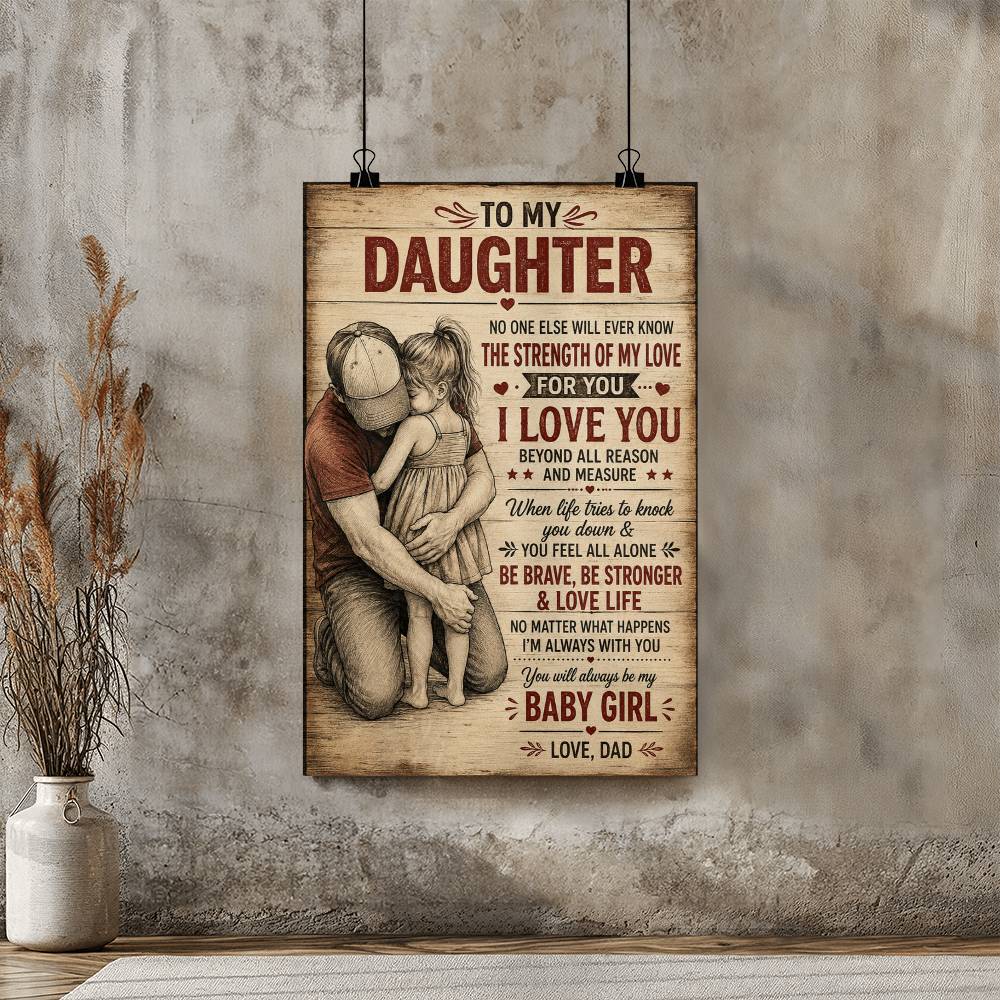 To My Daughter Poster, Father Daughter Love Wall Art, Inspirational Gift From Dad
