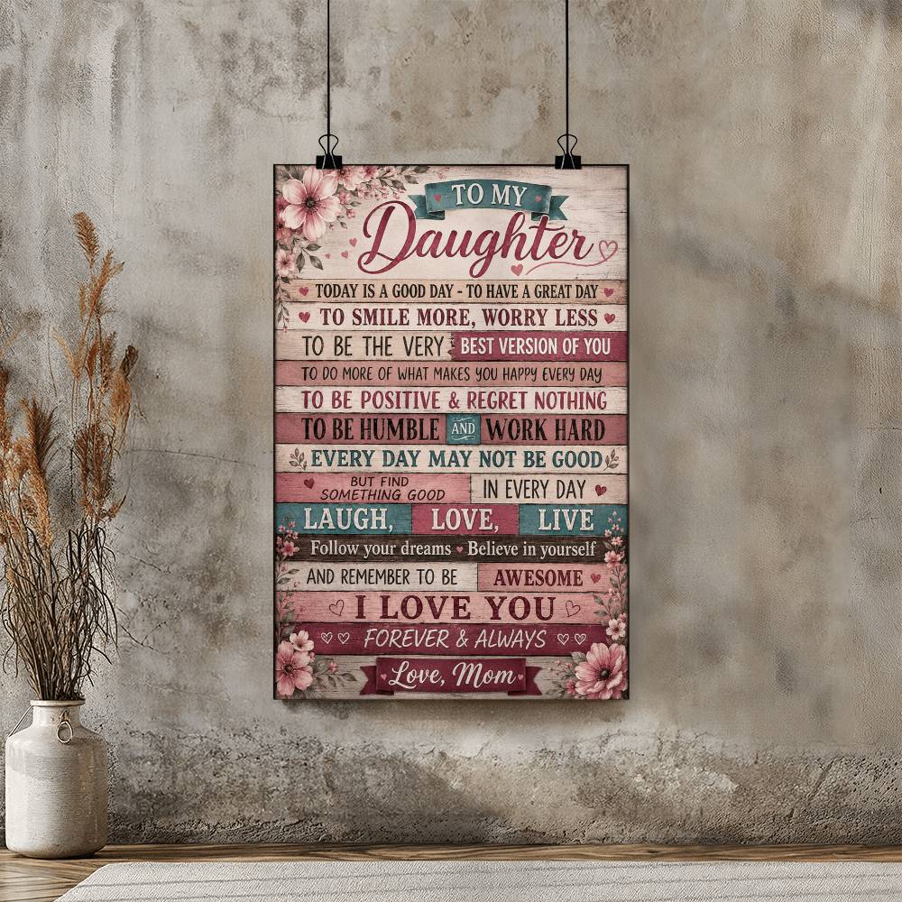 To My Daughter I Love You From Mom Family Poster