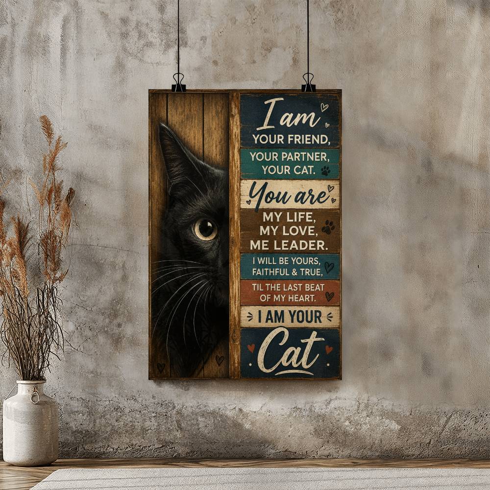 I Am Your Friend Your Partner Your Cat I Am Your Cat Black Cat Meow Poster
