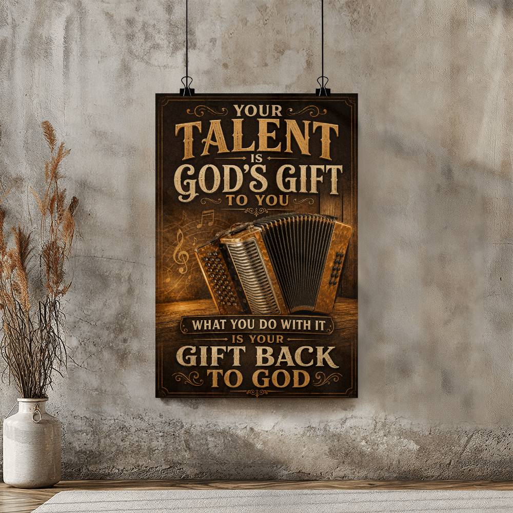 Accordion Your Talent Is God's Gift Poster, Inspirational Accordion Wall Art, Musician Gift