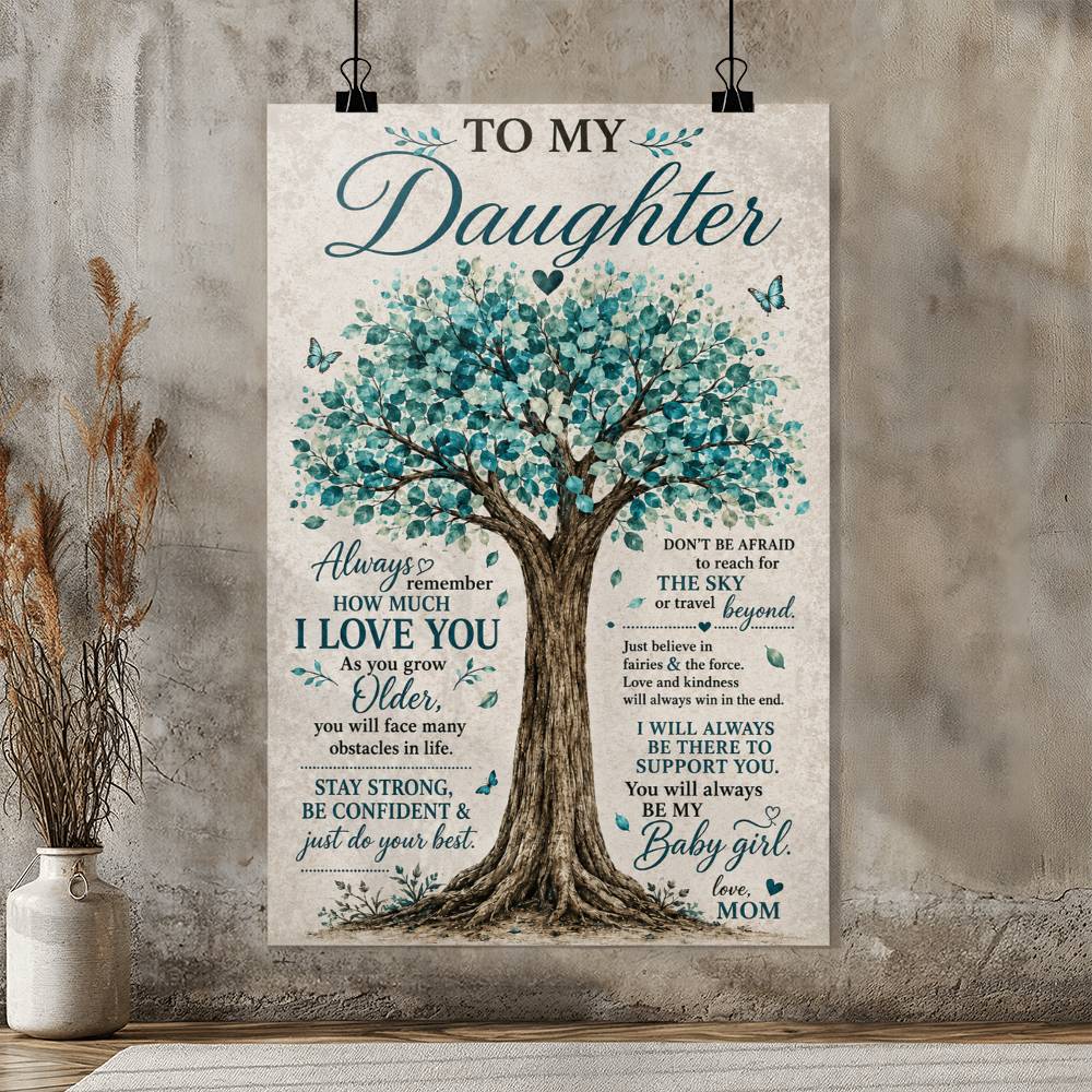 To My Daughter Tree Poster, Inspirational Gift From Mom, Mother Daughter Wall Art