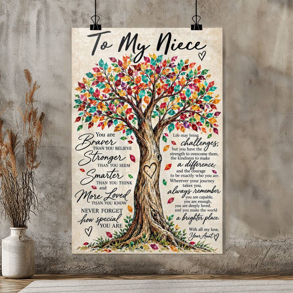 To My Niece Colorful Tree Poster, Inspirational Niece Gift From Aunt, Love & Encouragement Wall Art