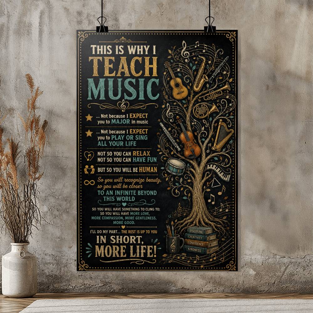 This Is Why I Teach Music Poster, Inspirational Music Teacher Wall Art, Music Classroom Decor