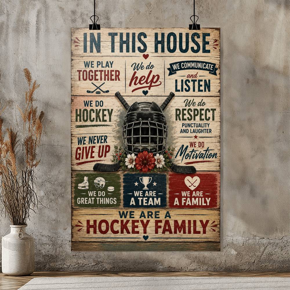 We Are a Hockey Family Poster, Ice Hockey Family Wall Art, Hockey Player Gift