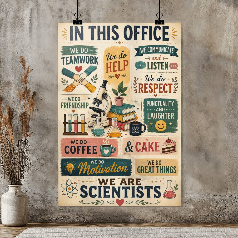 Scientist In This Office Poster, Science Wall Art, Scientist Gift