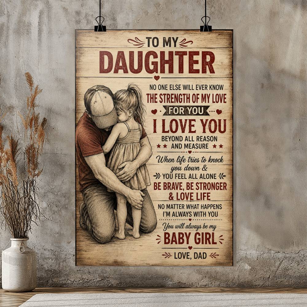 To My Daughter Poster, Father Daughter Love Wall Art, Inspirational Gift From Dad