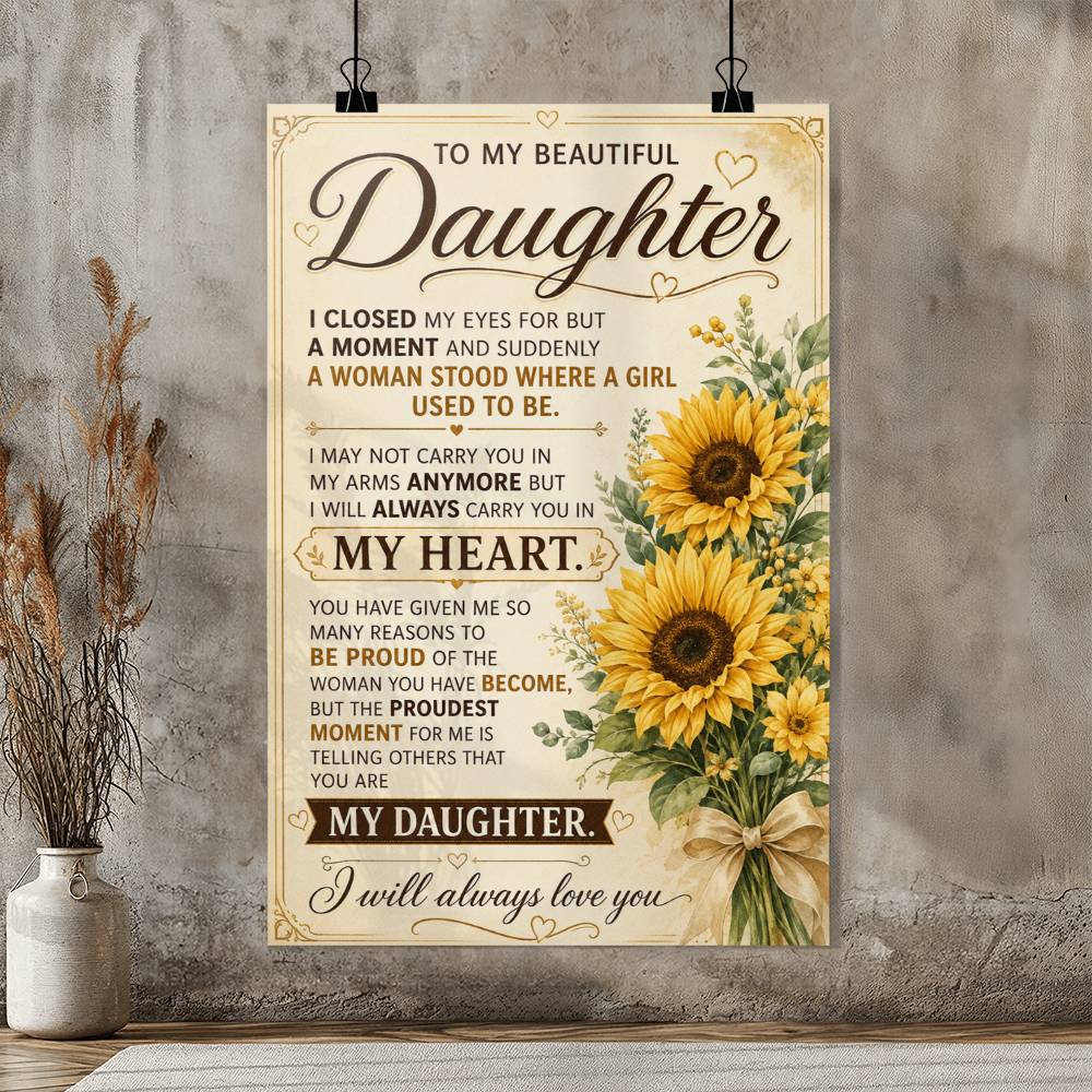 Daughter Poster Gift from Dad, To My Daughter Wall Art, Sentimental Family Print