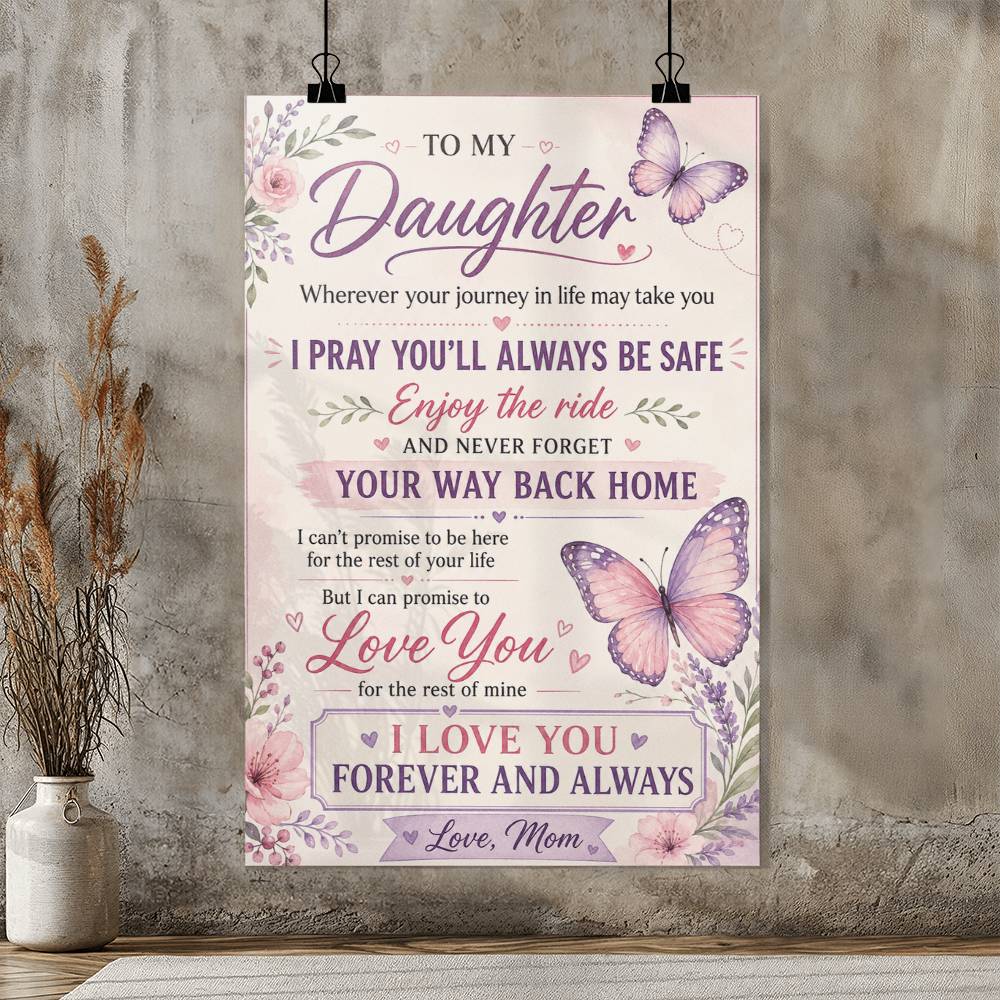 Daughter Poster Gift from Mom, To My Daughter Wall Art, Inspirational Family Print