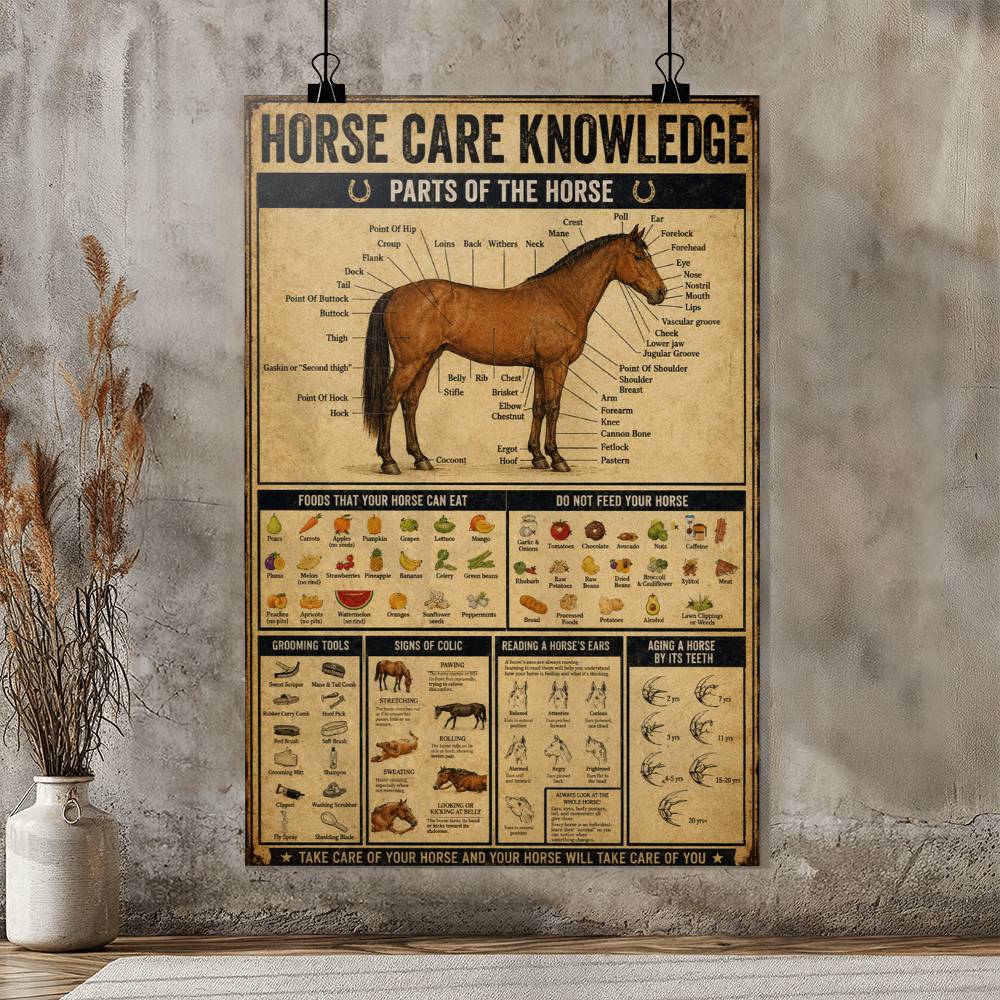 Horse Care Knowledge Home Decor Wall Art Poster