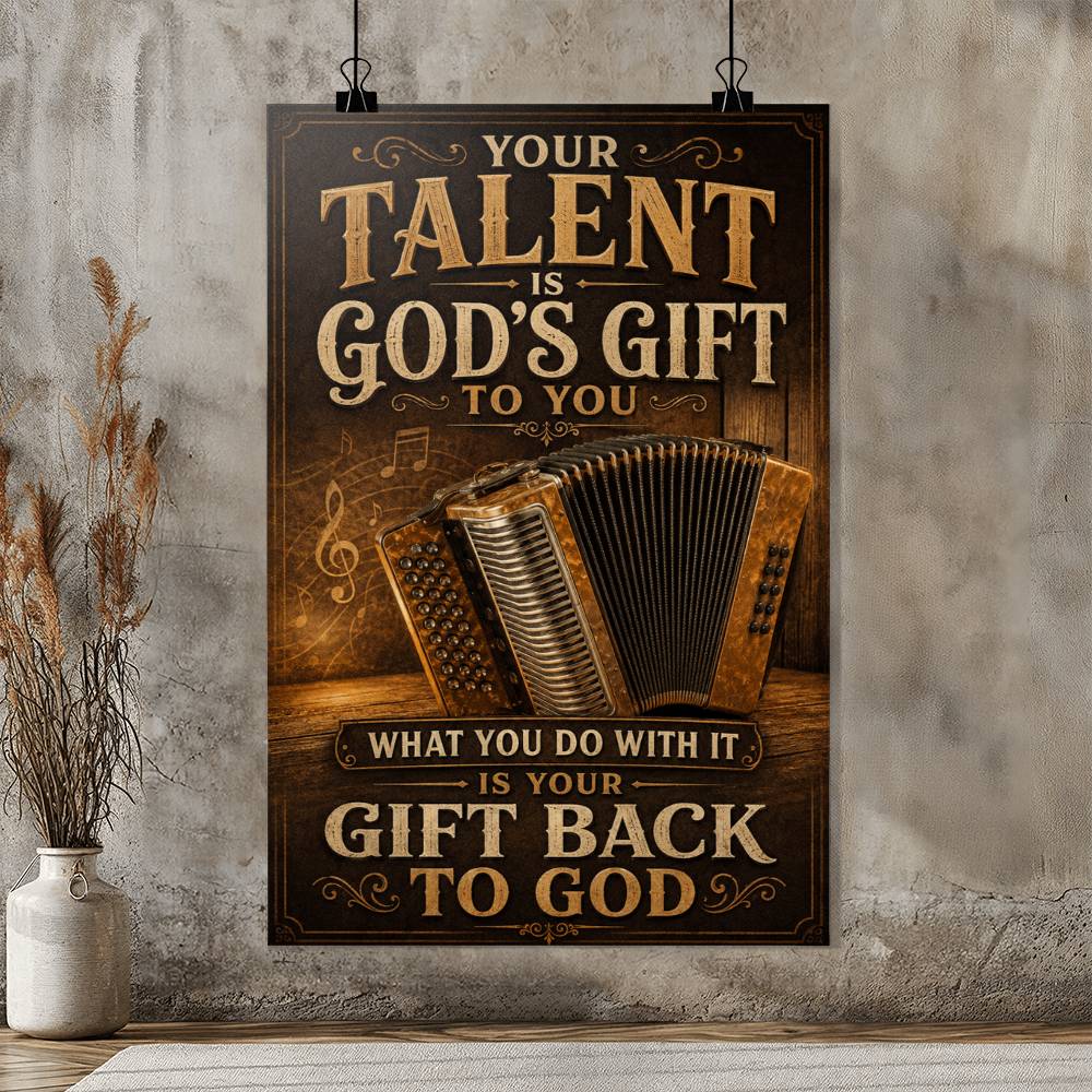 Accordion Your Talent Is God's Gift Poster, Inspirational Accordion Wall Art, Musician Gift