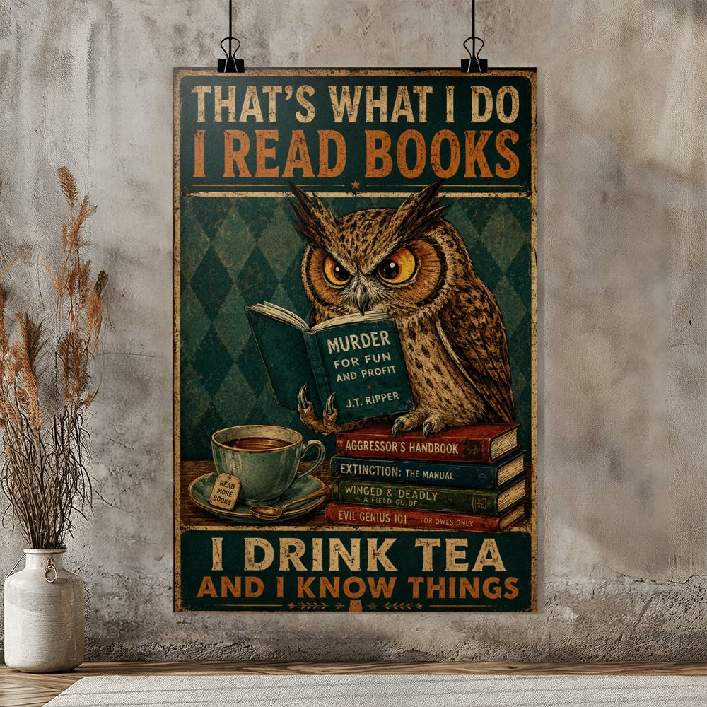 That's What I Do I Read Books and I Drink Tea and I Know Things Owl Poster