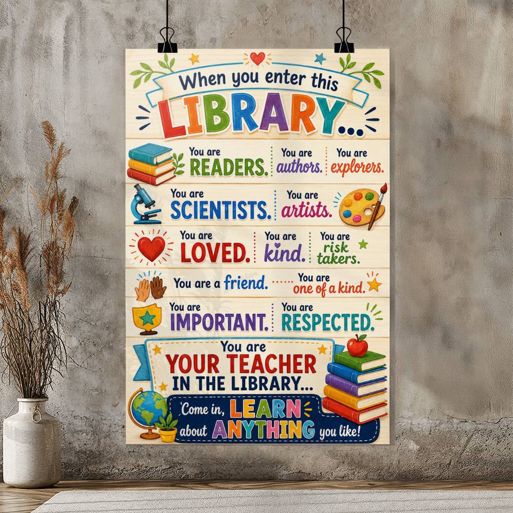 Librarian When You Enter This Library Poster, Library Rules Wall Art, Librarian Gift, Reading Quote Print