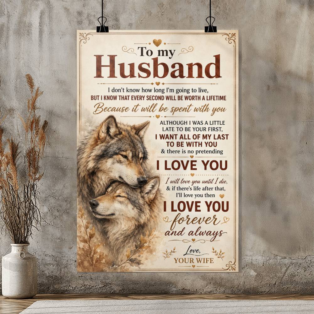 To My Husband Wolf Poster, Romantic Gift from Wife, Husband and Wife Wolf Poster