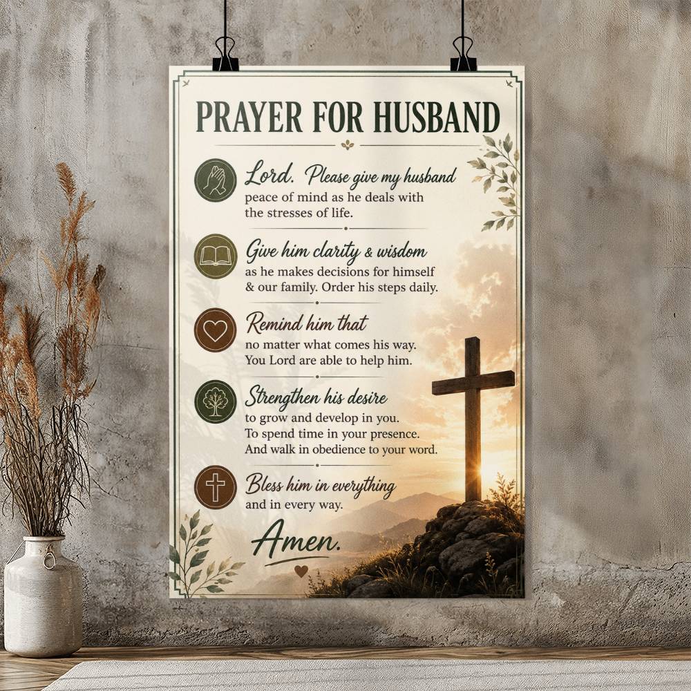 Prayer for Husband Poster, Christian Gift From Wife, Religious Wall Art, Husband Prayer Print