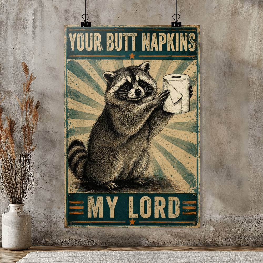Raccoon Your Butt Napkin My Lord Poster