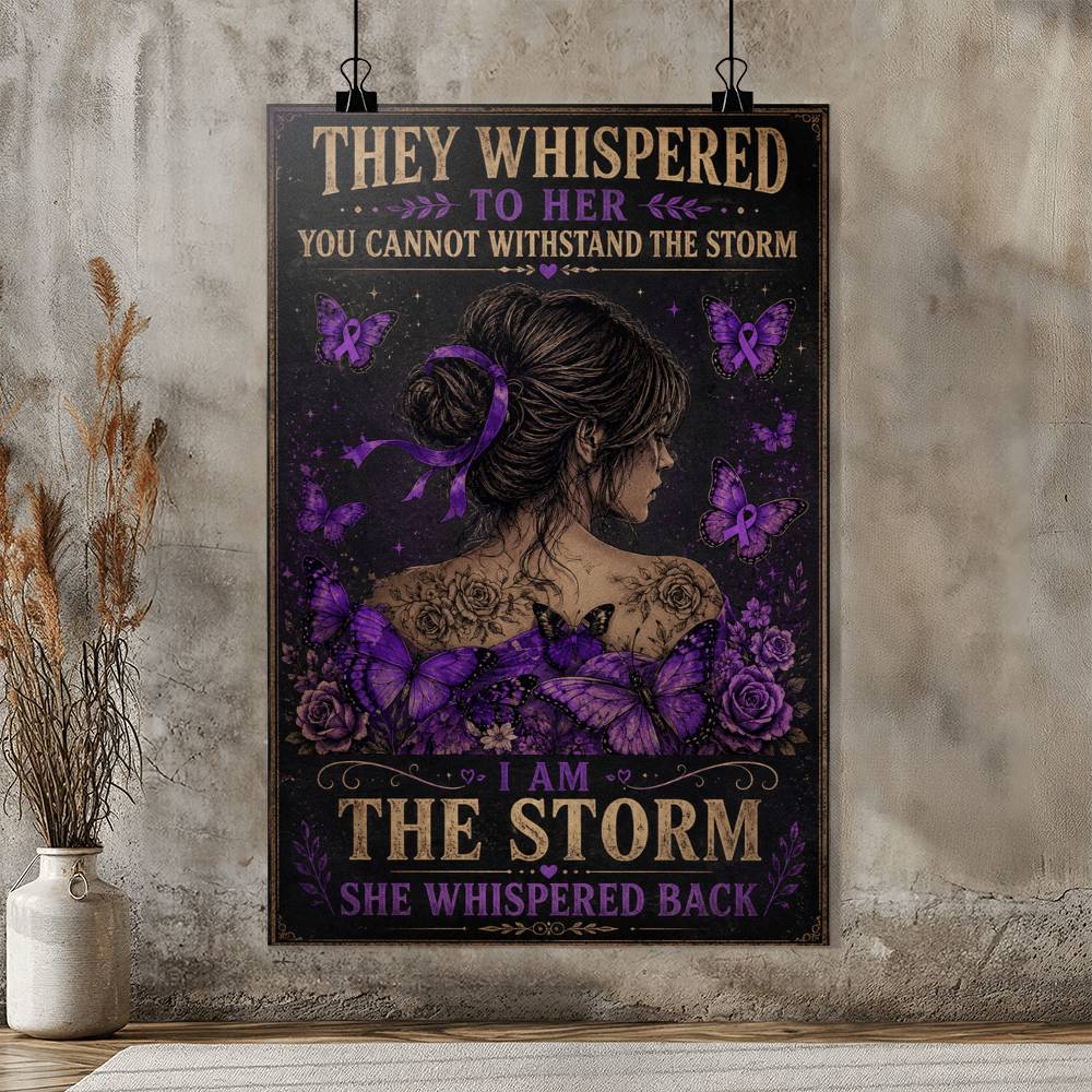 They Whispered To Her I Am The Storm She Whispered Back Pancreatic Cancer Poster