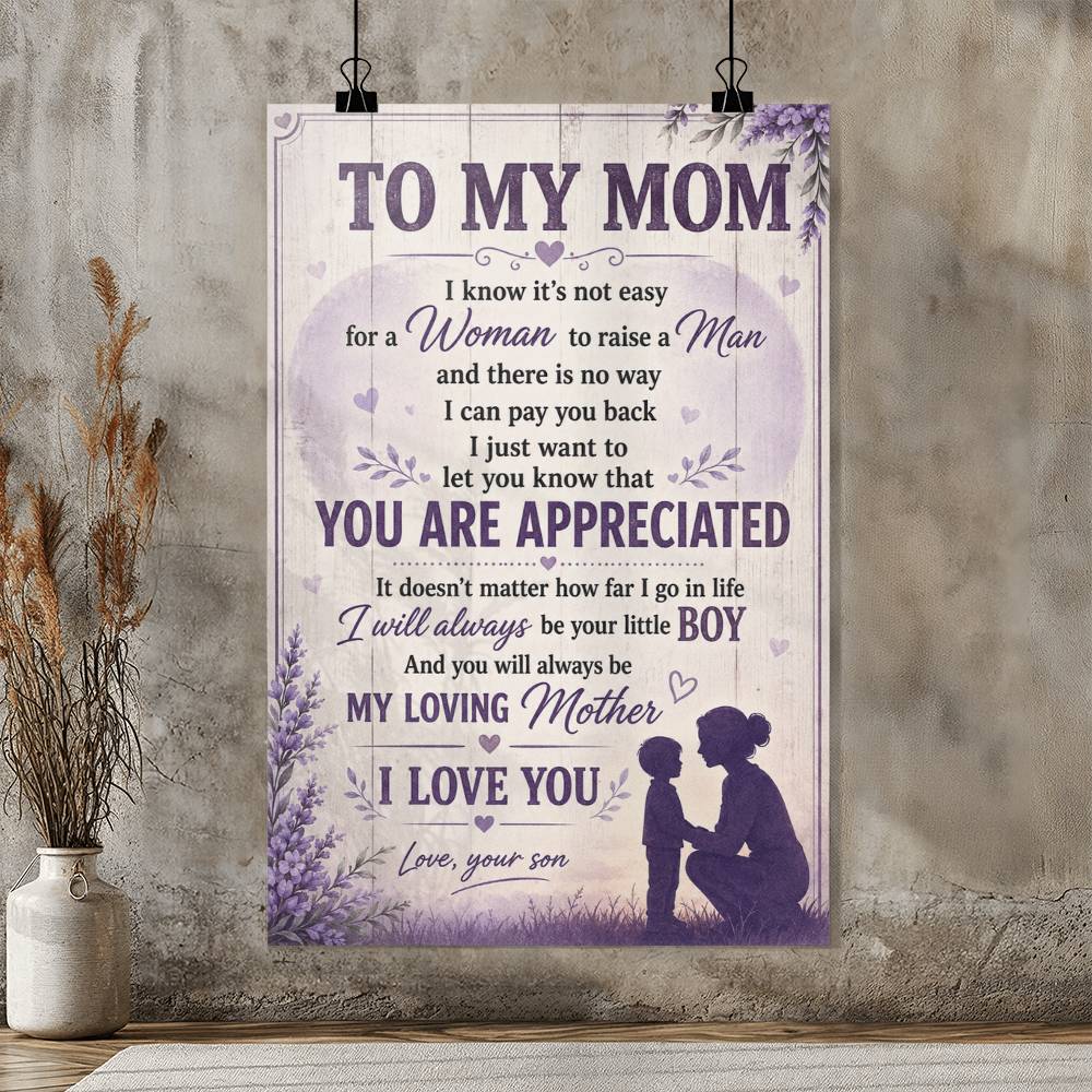 To My Mom Poster from Daughter, Gift for Mom, Mother Daughter Wall Art