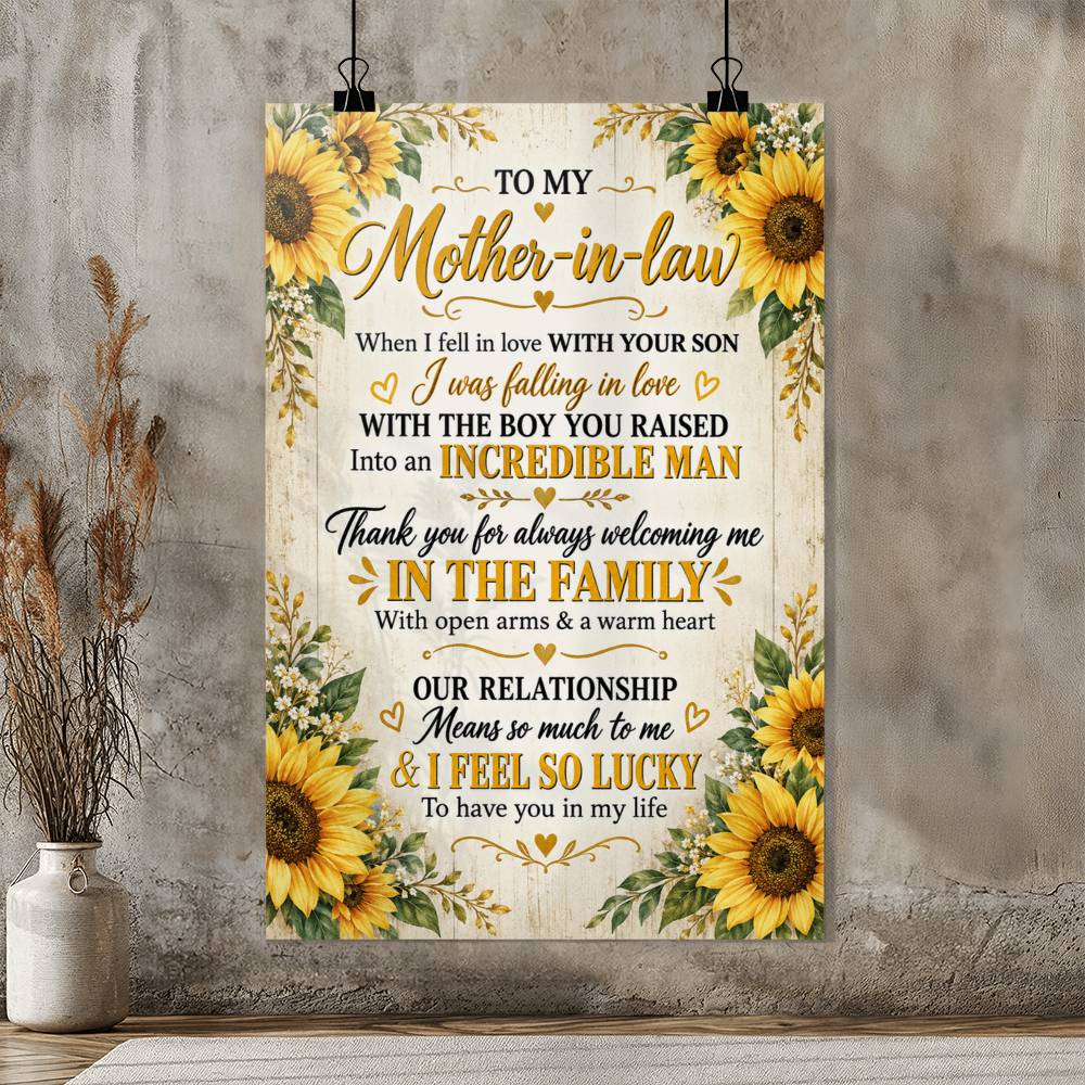 To My Mother-in-Law Sunflower Poster