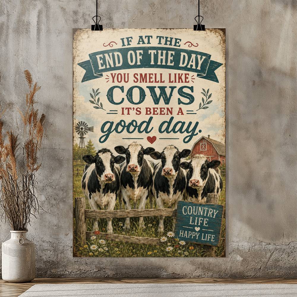 Cow It's Been A Good Day Poster, Funny Cow Wall Art, Farmhouse Animal Print, Cow Lover Gift