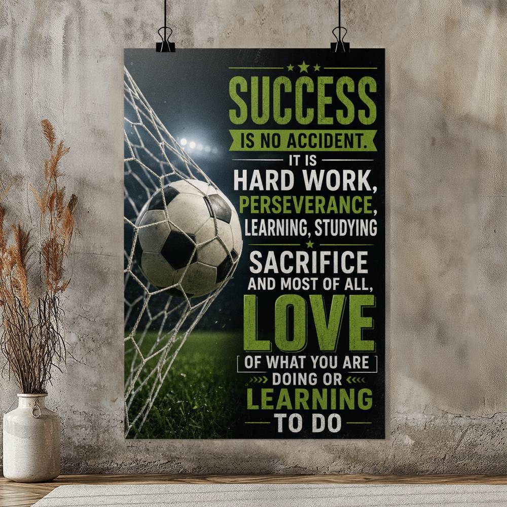 Soccer Success Is No Accident Poster, Motivational Soccer Wall Art, Football Player Gift