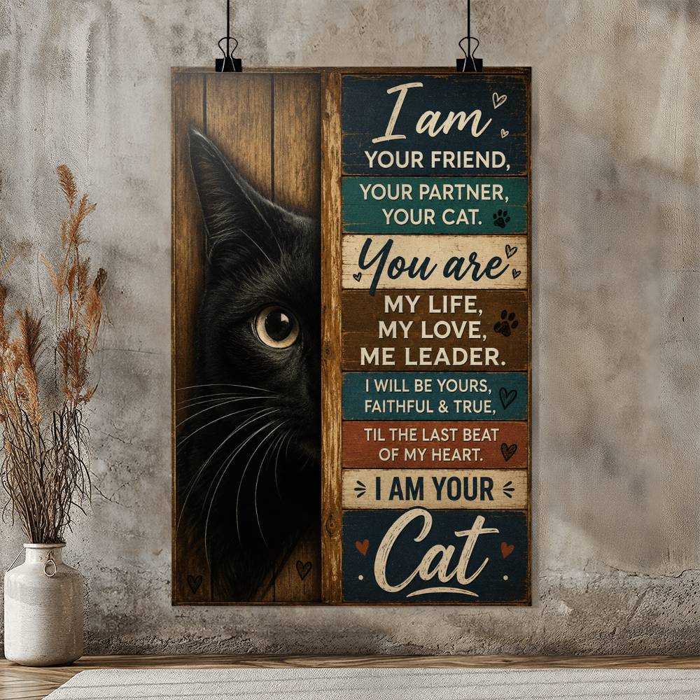 I Am Your Friend Your Partner Your Cat I Am Your Cat Black Cat Meow Poster