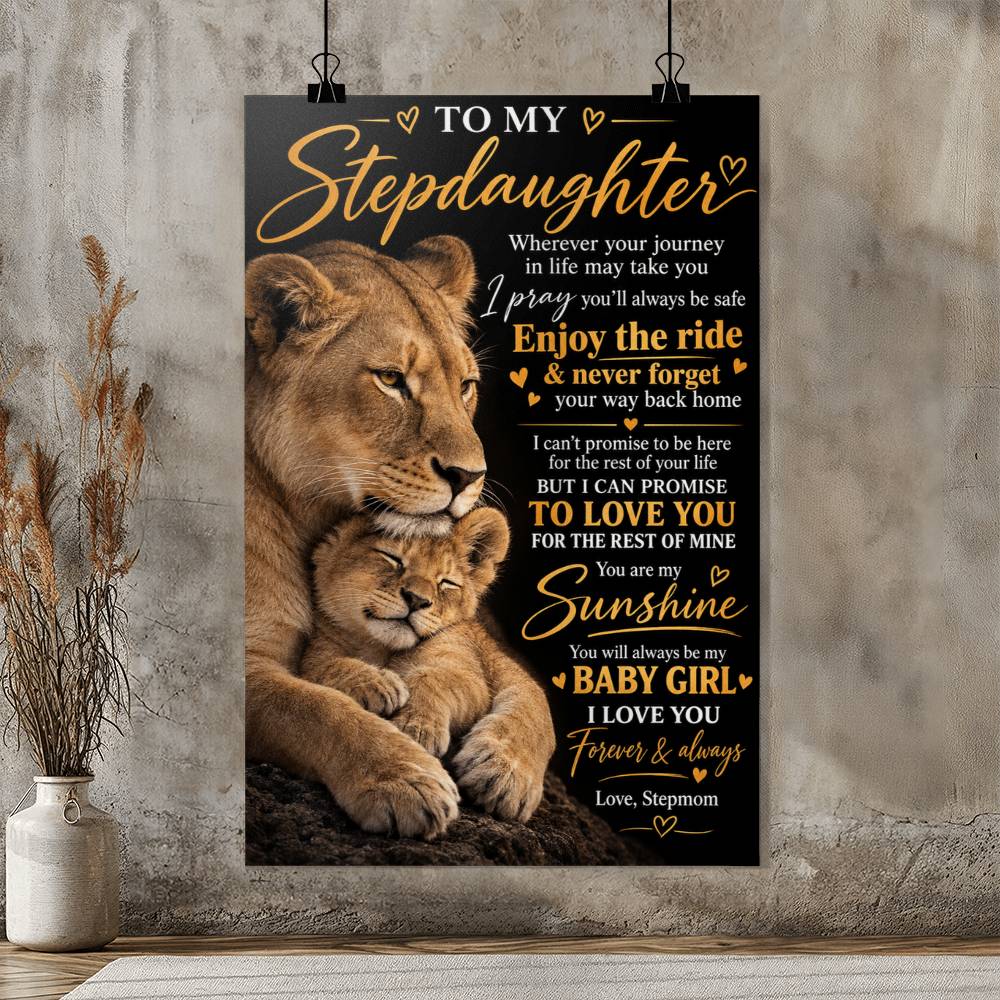 To My Stepdaughter Lioness & Cub Poster, Stepmom to Stepdaughter Gift