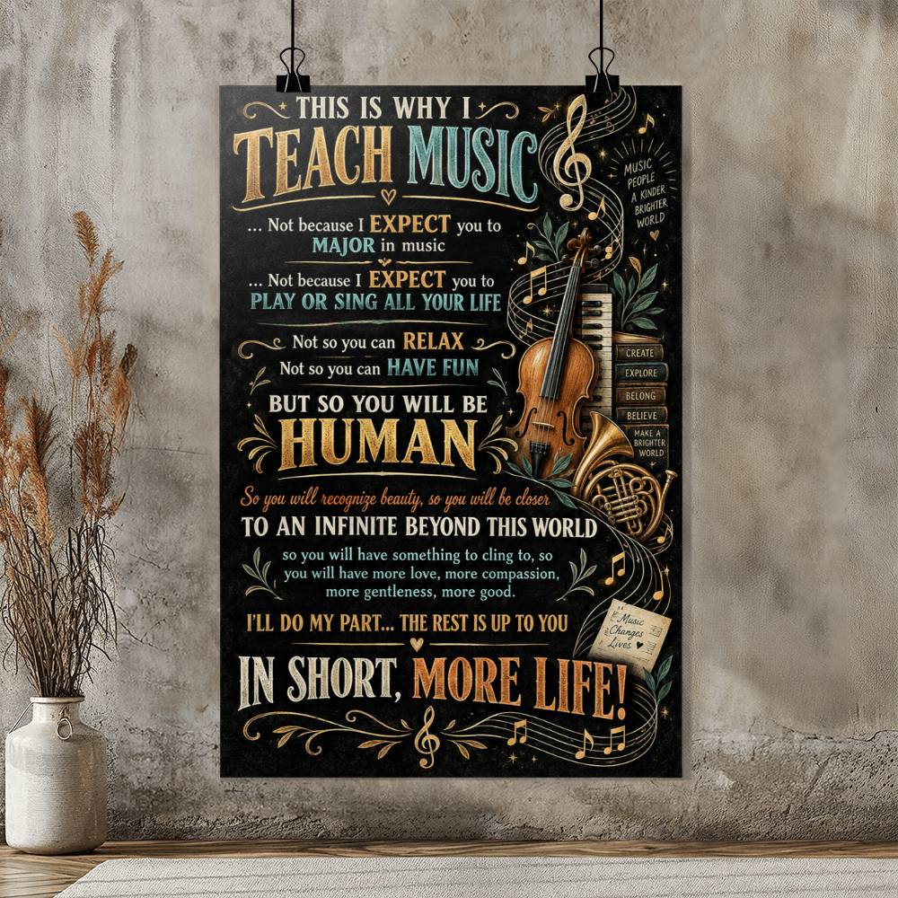 This Is Why I Teach Music Poster, Music Teacher Inspirational Wall Art, Music Classroom Decor