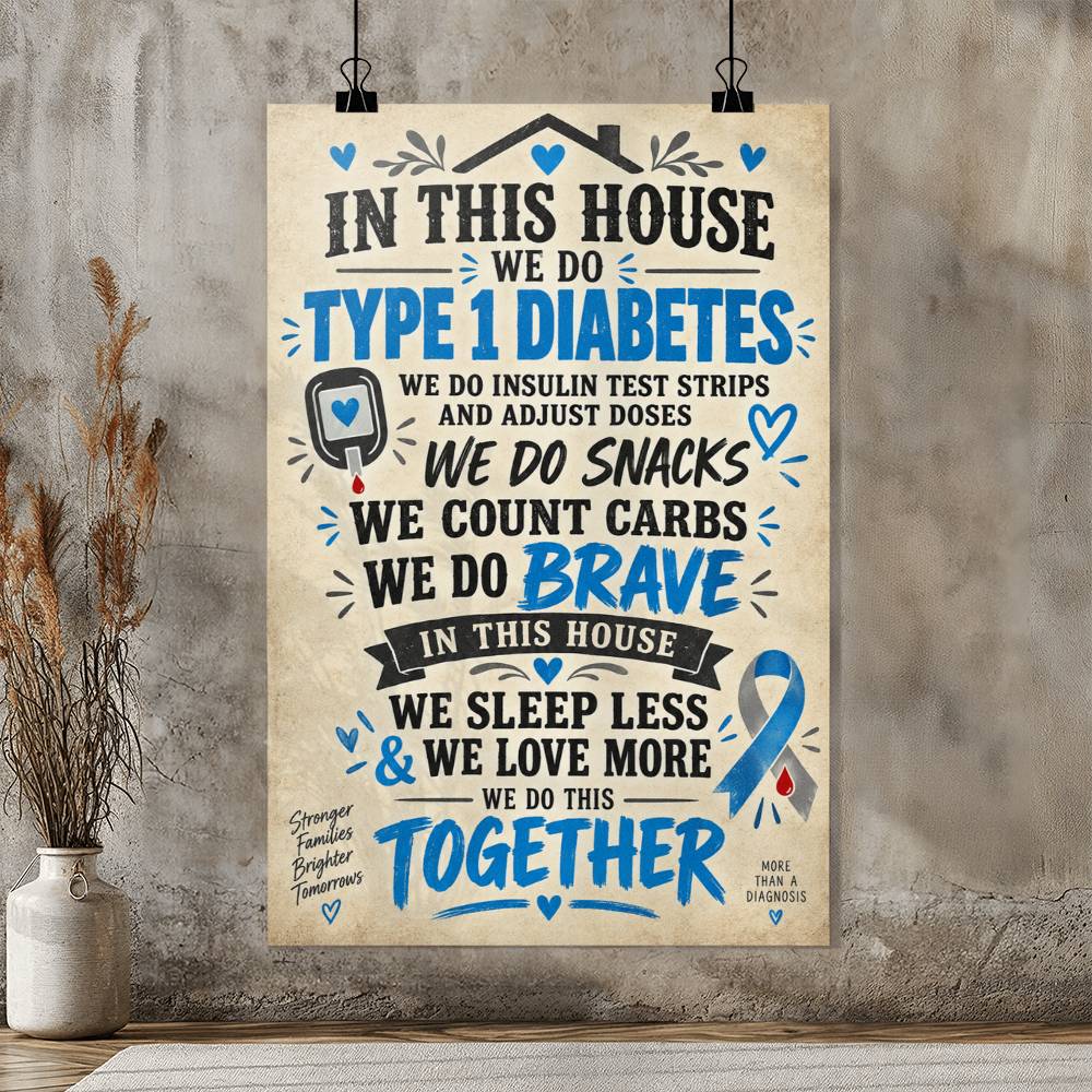 Type 1 Diabetes Family Poster, In This House We Do Diabetes Wall Art