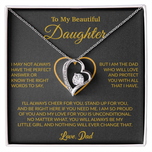 To My Daughter Necklace, Gift for Daughter from Dad, Father Daughter Necklace 7_6_Gold