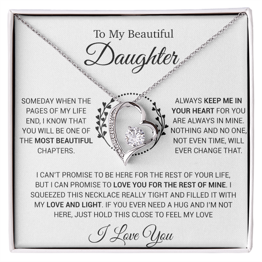 To My Daughter Necklace, Gift for Daughter from Dad, Daughter Father Necklace 16_12_White
