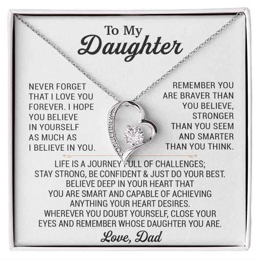 To My Daughter Necklace, Daughter Father Necklace, Daughter Gift From Dad 28_8_White