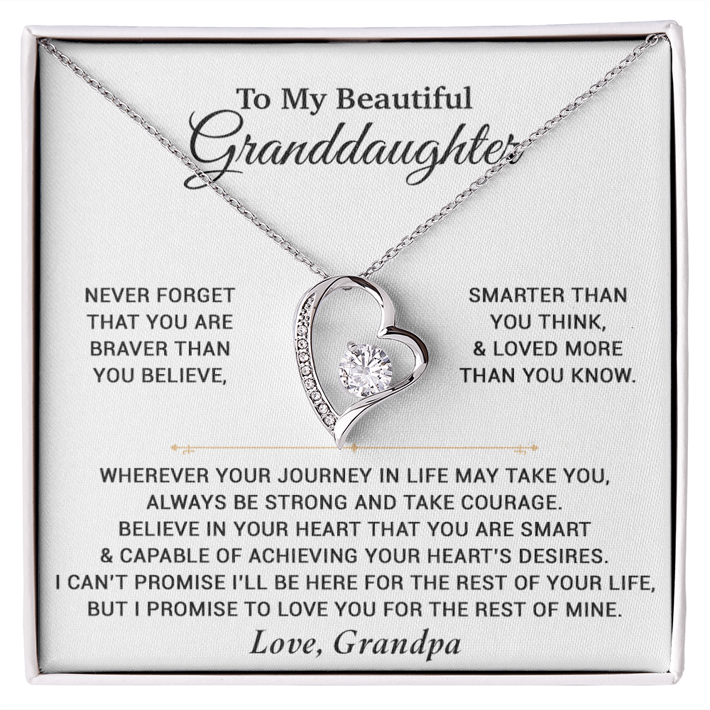 To My Granddaughter Necklace, Birthday Gift For Granddaughter, Birthday Gifts 9_6_White