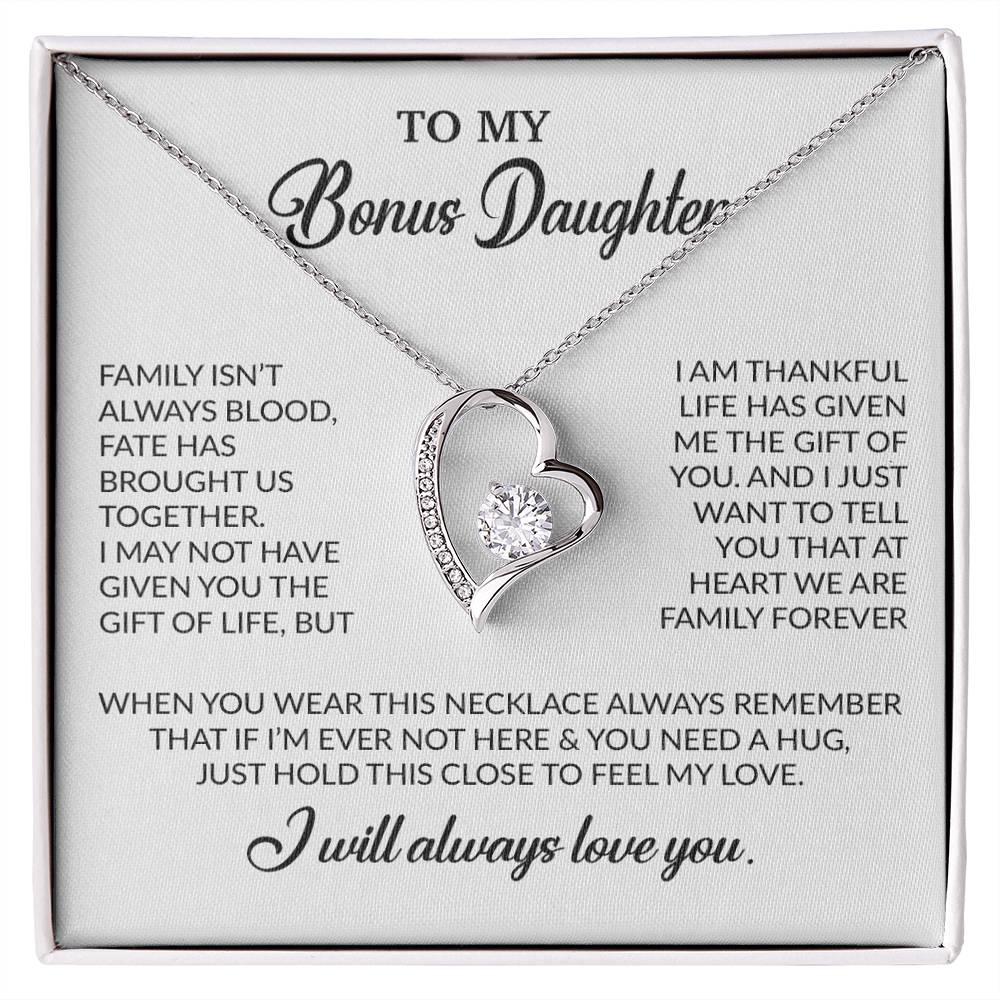 To My Bonus Daughter Necklace, Gift for Bonus Daughter, Step Daughter Birthday 2_10_White