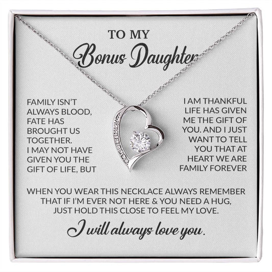 To My Bonus Daughter Necklace, Gift for Bonus Daughter, Step Daughter Birthday 2_10_White