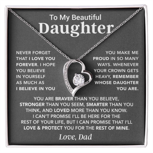To My Daughter Necklace, Daughter Father Necklace, Daughter Gift From Dad_Gray