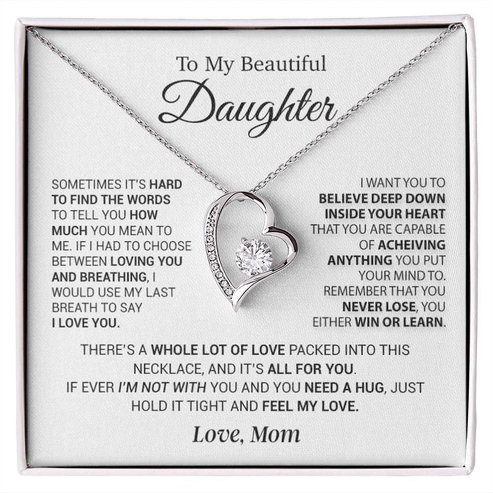 To My Daughter Necklace, Daughter Mother Necklace, Daughter Gift From Mom 5_12_White