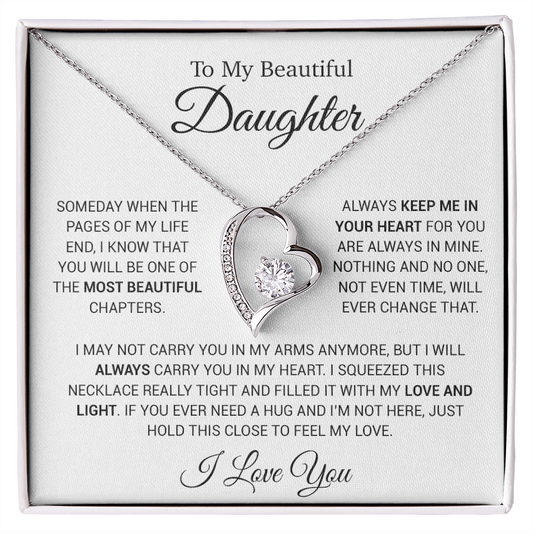 To My Daughter Necklace, Gift for Daughter from Dad, Daughter Father Necklace 14_12_White